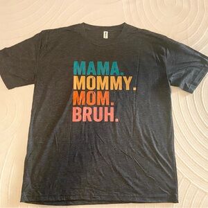 Funny Graphic Mom T-Shirt - Blue Grey with Multicolor Print